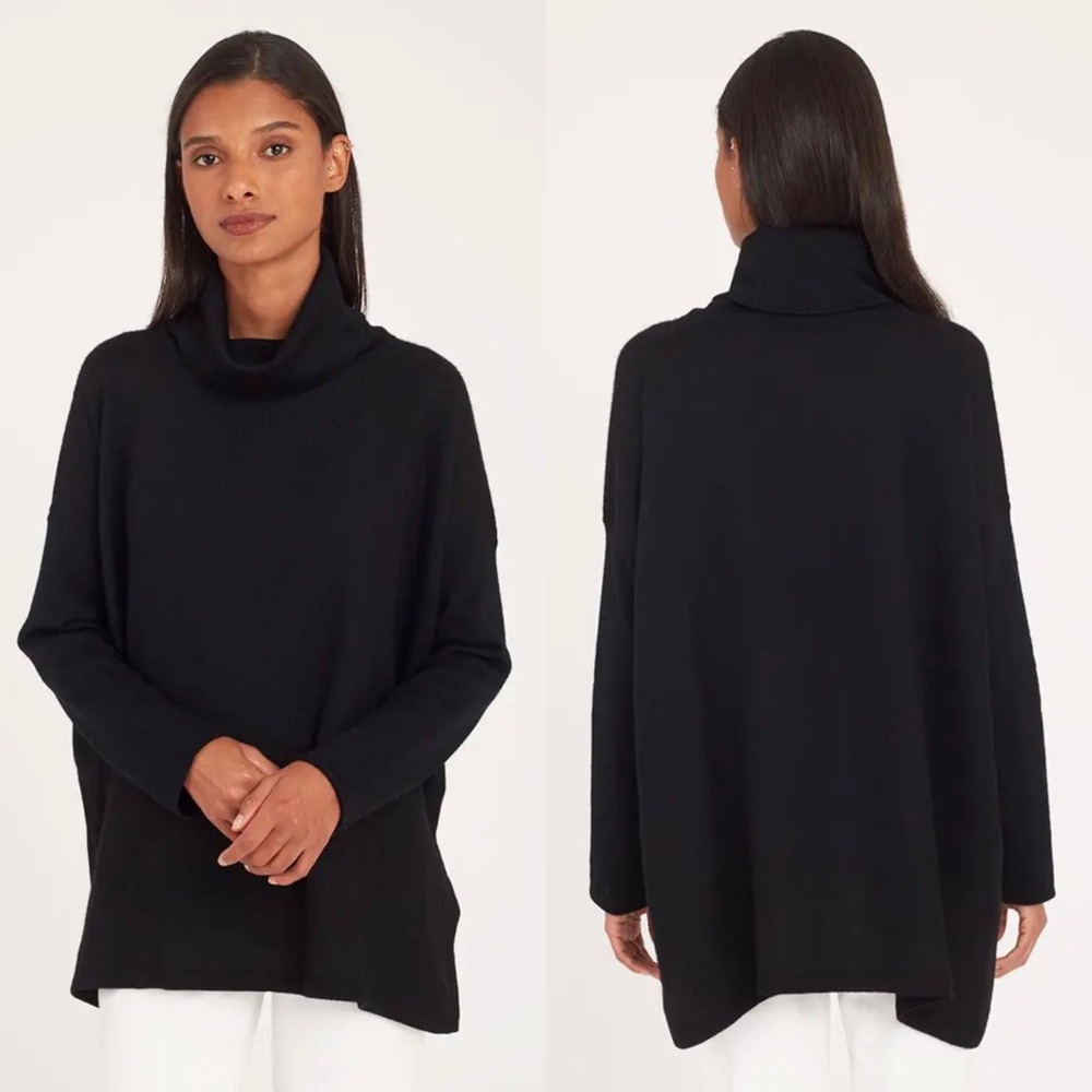 Cuyana Baby Alpaca Oversized Turtleneck Sweater XS/S Minimalist Black Cocoon
